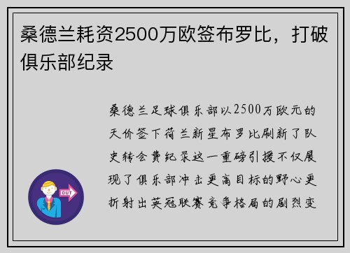 桑德兰耗资2500万欧签布罗比，打破俱乐部纪录